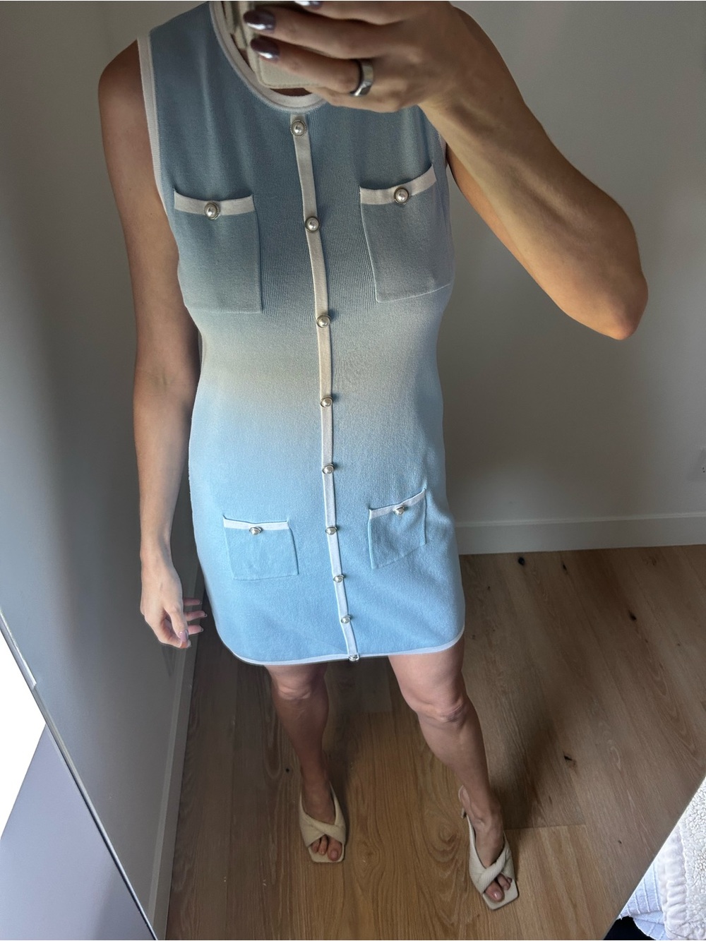 Sleeveless Blue Knit Dress